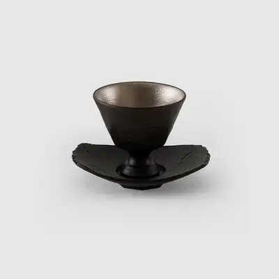 黒釉花座 - 茶碗セット(1p)