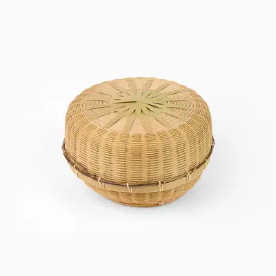 丸い竹編み弁当箱（竹細工弁当）