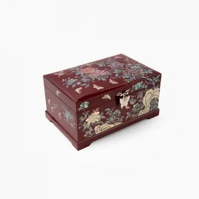 菊花文様蝶ジュエリーボックス(赤色)
