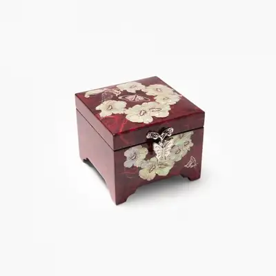 ムクゲ胡蝶ジュエリーボックス(赤色)