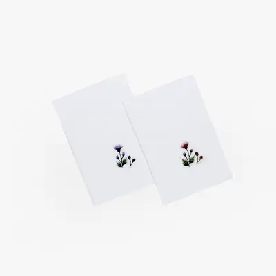 アザミ刺繍ハンカチ ホワイト(1p)