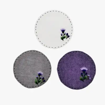 アザミ刺繍ティーコースター(1p)