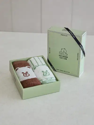 LINE FRIENDS ソンウォル ブラウン ベーシック ハンドタオル 2P セット