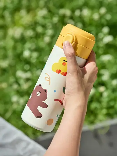 ラインフレンズ ブラウン ピクニック ワンタッチ タンブラー (420ml)