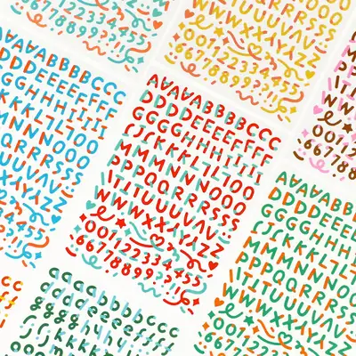 Color Combo Alphabet & Number Sticker 14-Sheet Set
