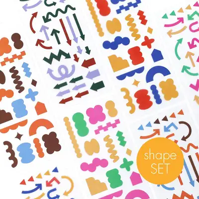 Pigment Transparent Sticker - Shape 8-Piece Set