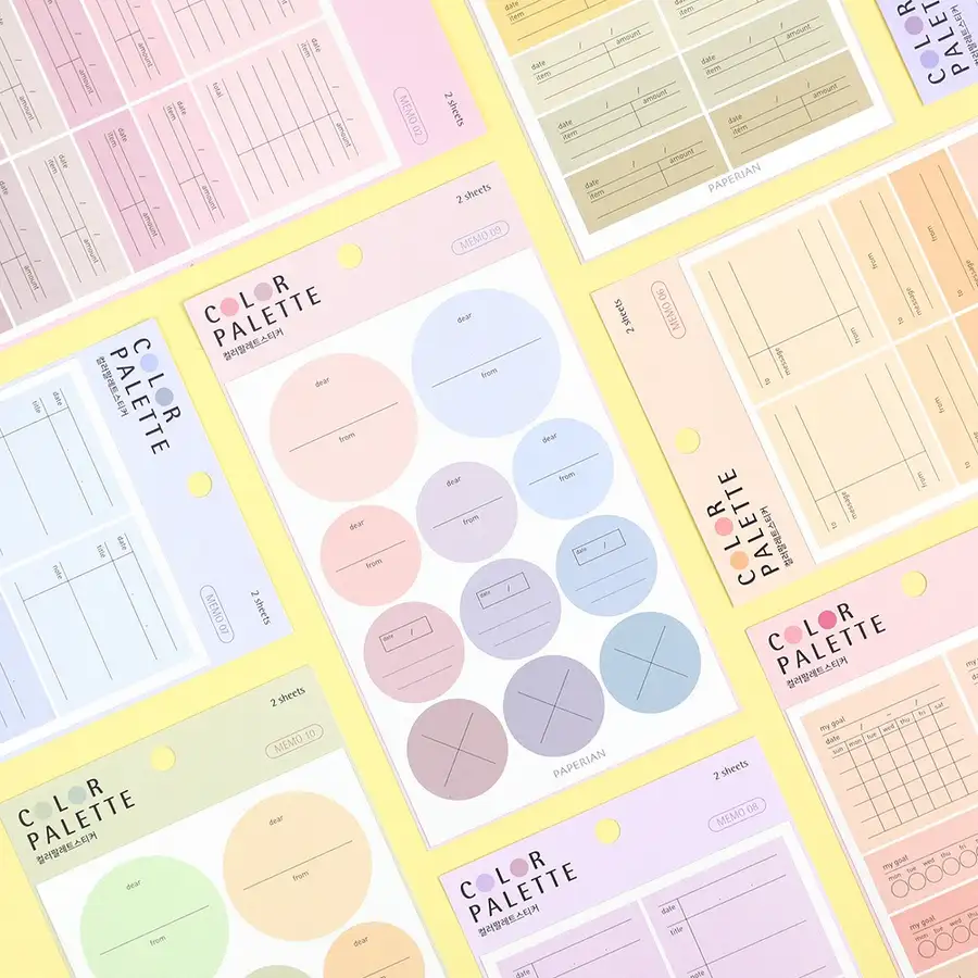 Color Palette Sticker Memo - 10 Types