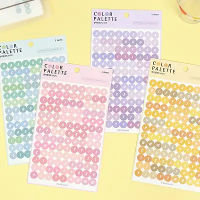 Color Palette Sticker - Alphabet & Numbers