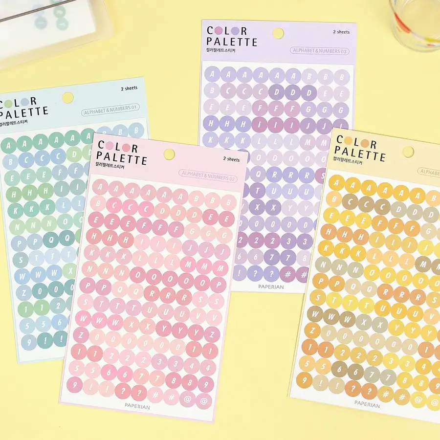 Color Palette Sticker - Alphabet & Numbers