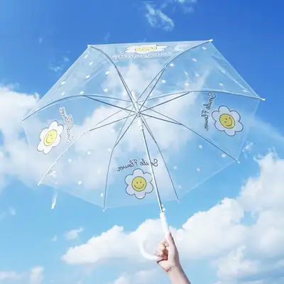 泡泡奇幻微笑花朵透明雨伞