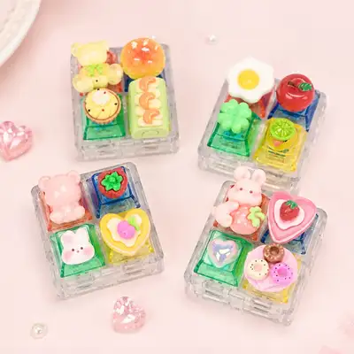 Dessert Square 4-Compartment LED Clicker Keychain