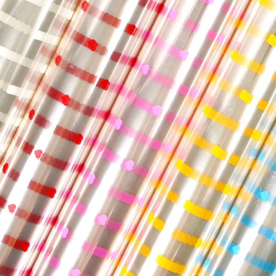波波芬西 OPP透明爱心乙烯基卷装包装纸 53cmx17m