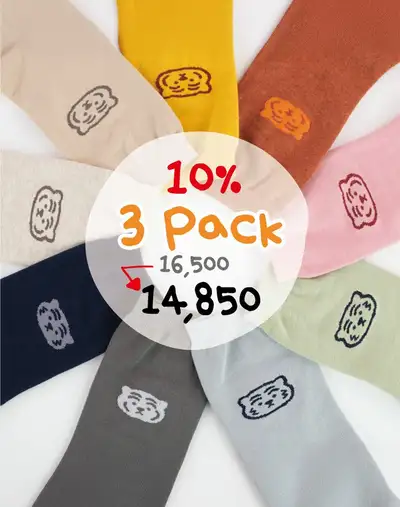 [2+1] Music Tiger Ddungrangi Daily Color Socks 9 Types
