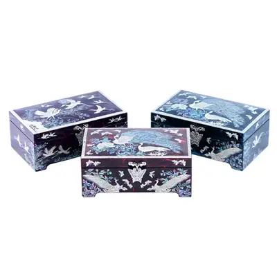 韓紙工芸 1段ジュエリーボックス（赤・青・紫）