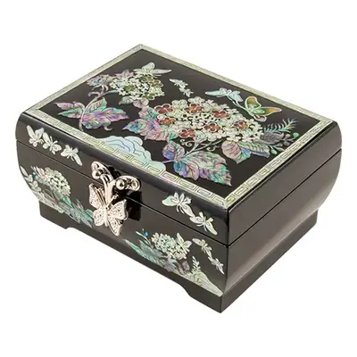 紫陽花 螺鈿ジュエリーボックス(黒色、1段)