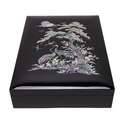 光沢松と鶴の書類ボックス
