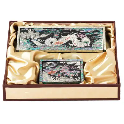 [松鶴][龍]自動直角名刺函、筆記具函セット