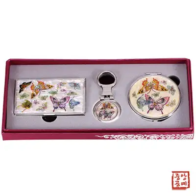 螺鈿名刺入れ-白蝶 3種セット