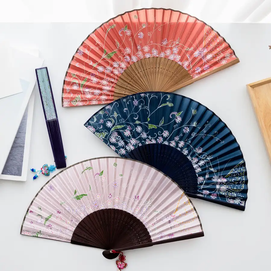 Korean Traditional Bamboo Silk Folding Fan - Korea Souvenir Gift for International Visitors — 4
