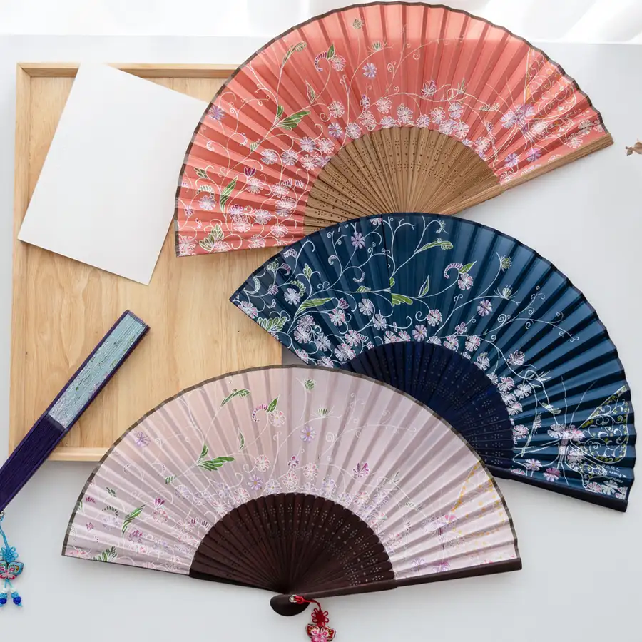 Korean Traditional Bamboo Silk Folding Fan - Korea Souvenir Gift for International Visitors — 5