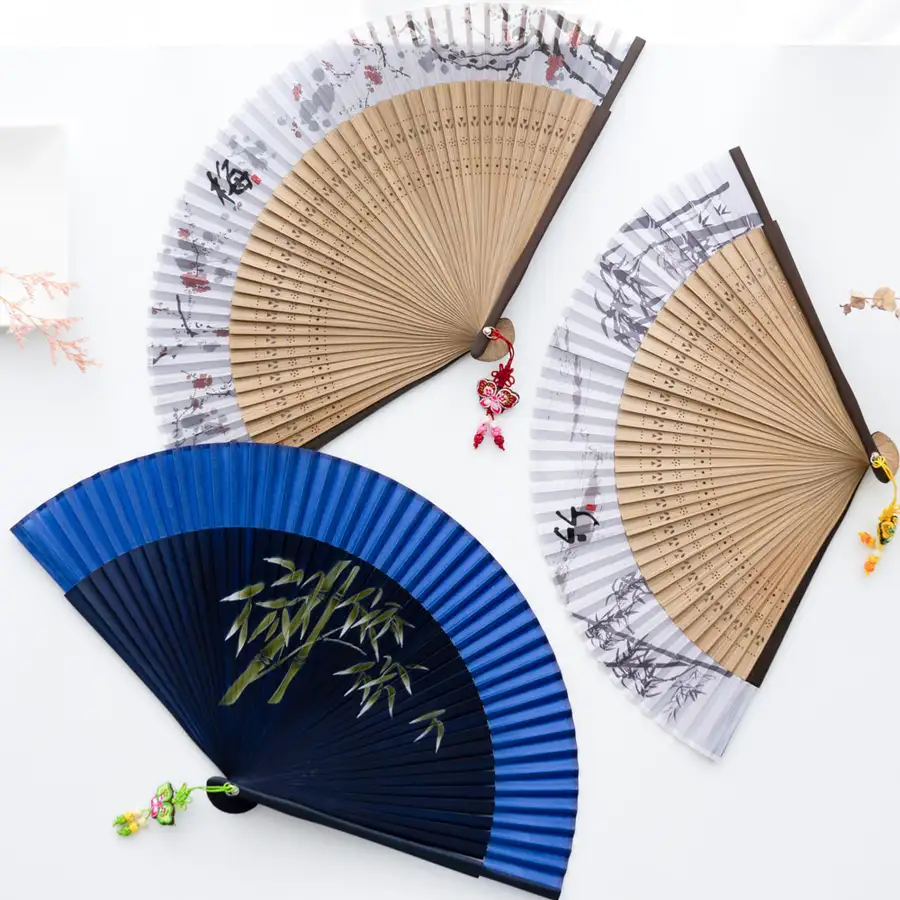 Korean Traditional Bamboo Silk Folding Fan - Korea Souvenir Gift for International Visitors — 6