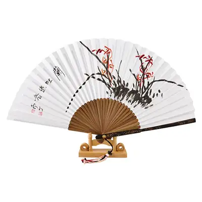 南定 朴尚玉 手書き蘭花 伝統竹扇