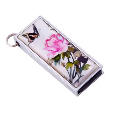 天然貝殻 スウィング USB メモリ(07_淡花蝶)-4G