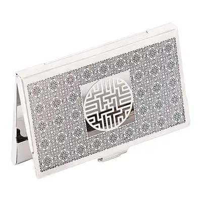 万字文様 鍍金 (シルバー) メタル 名刺ケース -B type