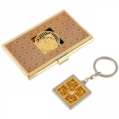 完子文メタル名刺ケース+キーリング 2種 Bセット(赤ゴールド)