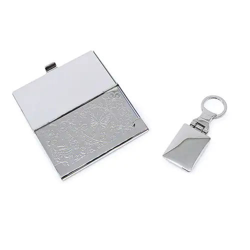 Premium Nacre Business Card Case and Keyring 2-Piece Set (039-Cloud and Crane) — 3