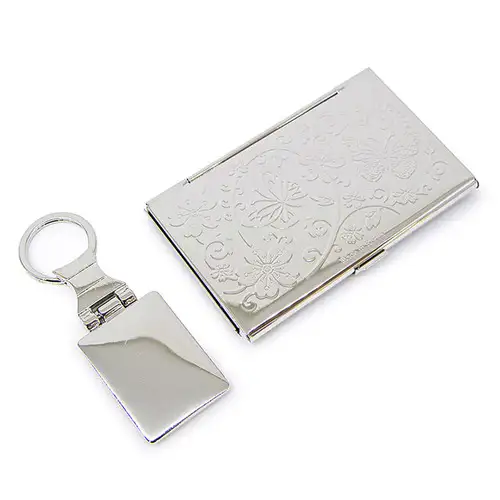 Premium Mother-of-Pearl Business Card Case & Keyring Set - Magpie and Tiger (058) — 4