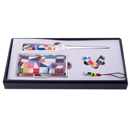 貝殻細工名刺+紙用ナイフ+USB 8G (02_チョガッポ) — 2