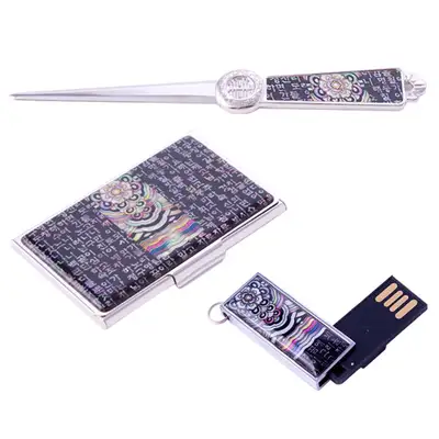 螺鈿名刺+紙刀+USB 8G (03_詩조단청)