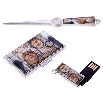 螺鈿名刺ケース+財布+USB 8GB (07_河回面)