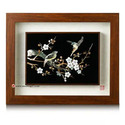 Premium Mother-of-Pearl Inlaid Wooden Frame - Plum Blossom Extra Large