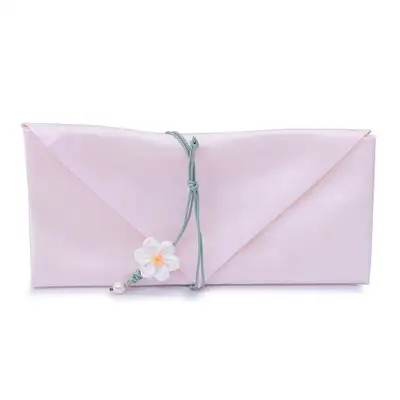 Silk Money Envelope for Wedding Gift (Flower Knot, Soft Pink)