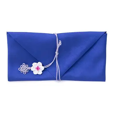 絹製 現金ご祝儀袋(花結び、ブルー)