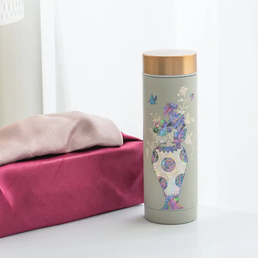 Mother-of-Pearl Stainless Steel Tumbler 300ml Soft Red Lacquerware Foreign Group Gift — 3
