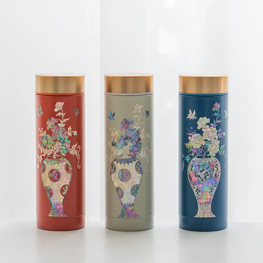 Mother-of-Pearl Stainless Steel Tumbler 300ml Soft Red Lacquerware Foreign Group Gift — 4