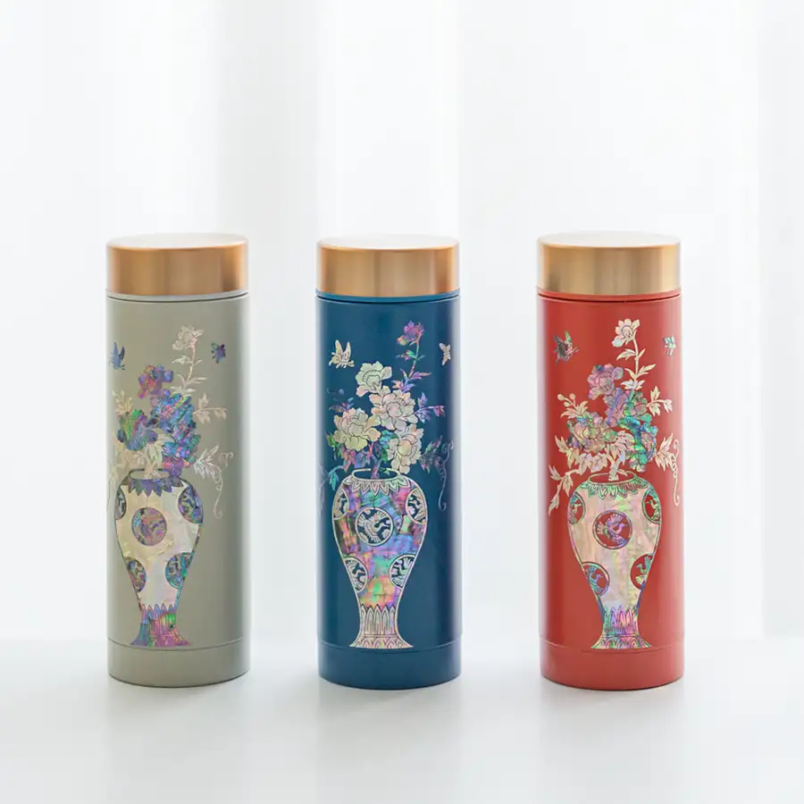 Mother-of-Pearl Stainless Steel Tumbler 300ml Soft Red Lacquerware Foreign Group Gift — 5