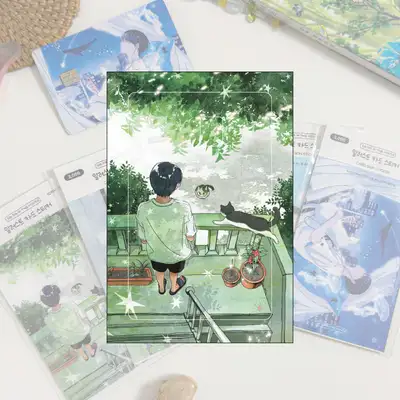 [Goods] IC Mini Illustration Card Sticker Green Tone, Set of 2