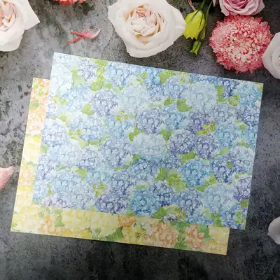 WITHHPINY 绣球花包装纸-黄蓝色