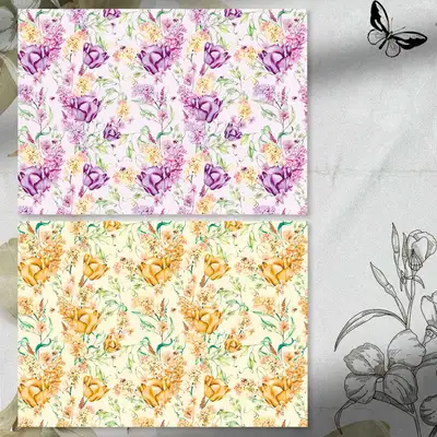 [17] Spring Party_Yellow Purple Wrapping Paper