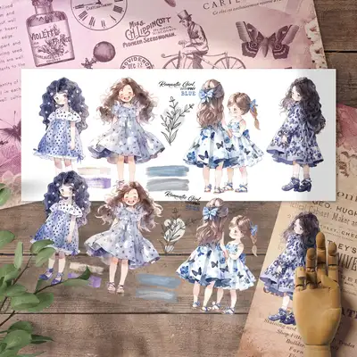[1] Romantic Girl_Blue Matte Holographic Sticker