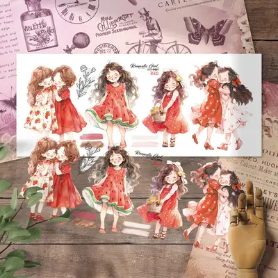 [1] Romantic Girl_Red Matte Back White Sticker