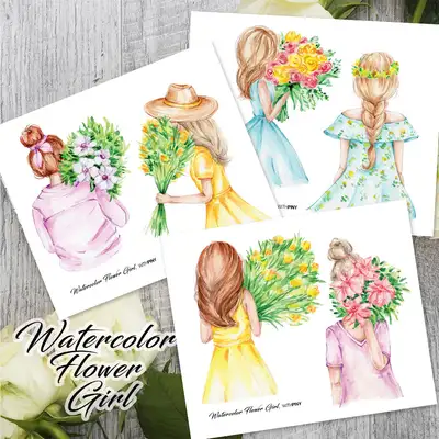 Watercolor Flower Girl