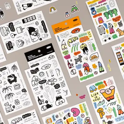 Little Things Color, Black Drawing Seal Sticker Pack (Removable)
