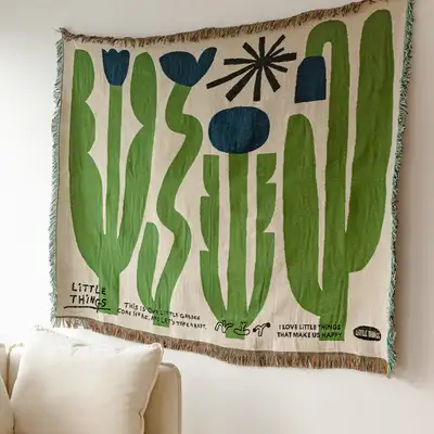 Little Things Woven Blanket - garden