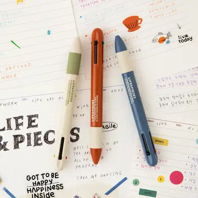 Life and Pieces 4-Color Ballpoint Pen Set 0.38mm Multi-Pen