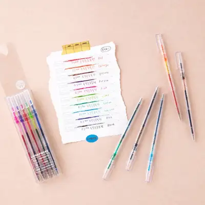 Life and Pieces Transparent Slim Ballpoint Pen 10-Color Set 0.5mm
